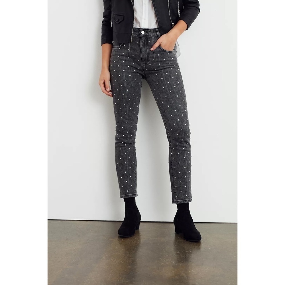 NWT Anthropologie Pilcro Ultra High-Rise Beaded Straight Jeans - Picture 2 of 11